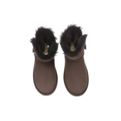 Ugg bottes double face en peau de mouton laine Mini boutons chocolat