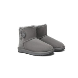 Ugg bottes double face en peau de mouton laine Mini boutons gris
