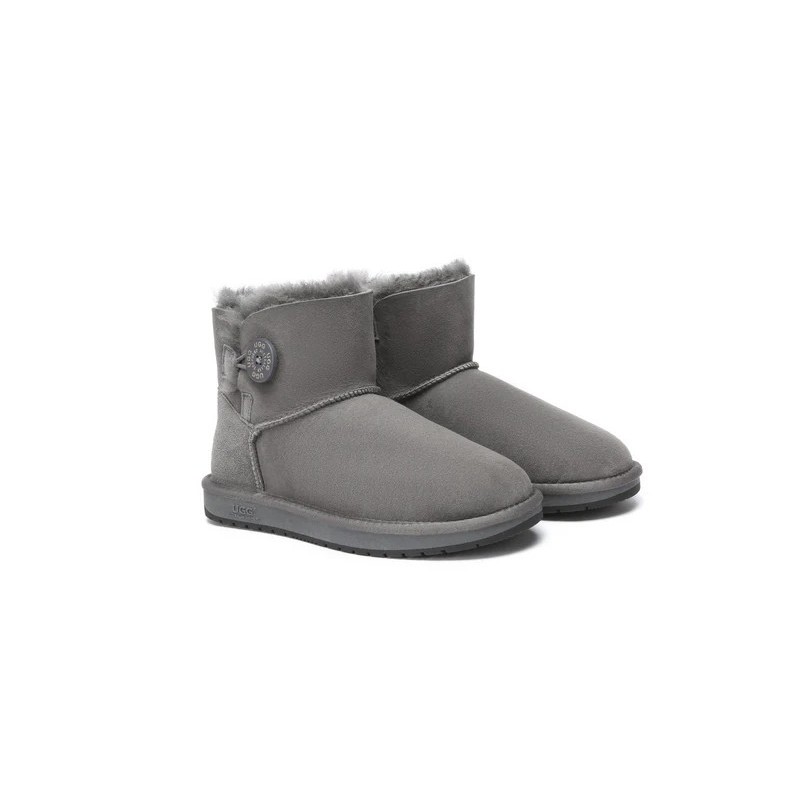 Ugg bottes double face en peau de mouton laine Mini boutons gris