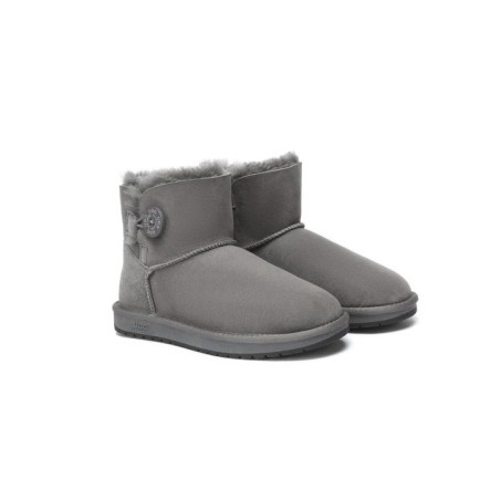 Ugg bottes double face en peau de mouton laine Mini boutons gris