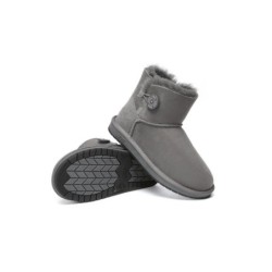Ugg bottes double face en peau de mouton laine Mini boutons gris