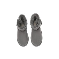 Ugg bottes double face en peau de mouton laine Mini boutons gris