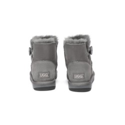 Ugg bottes double face en peau de mouton laine Mini boutons gris