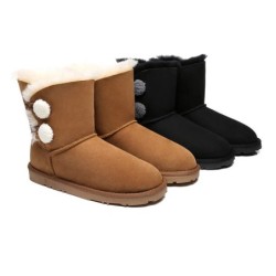 Ugg bottes Mini Espina en laine de mouton à double boucle Noir