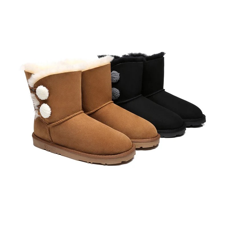 Ugg bottes Mini Espina en laine de mouton à double boucle Noir