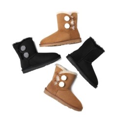 Ugg bottes Mini Espina en laine de mouton à double boucle Noir