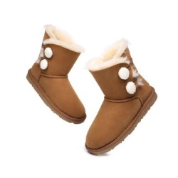 Ugg bottes Mini Espina en laine de mouton à double boucle Noir