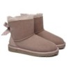 Ugg bottes en peau de mouton Mini arc arrière simple Aube rose