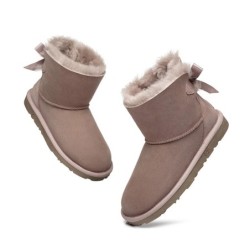 Ugg bottes en peau de mouton Mini arc arrière simple Aube rose