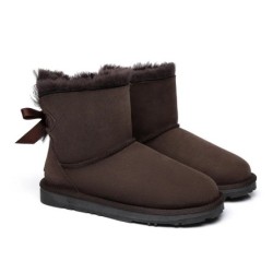 Ugg bottes en peau de mouton Mini arc arrière simple chocolat
