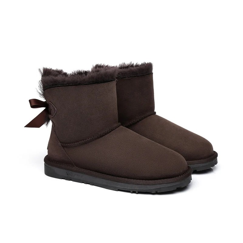 Ugg bottes en peau de mouton Mini arc arrière simple chocolat
