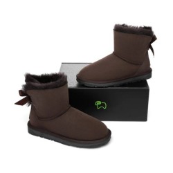 Ugg bottes en peau de mouton Mini arc arrière simple chocolat
