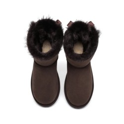 Ugg bottes en peau de mouton Mini arc arrière simple chocolat