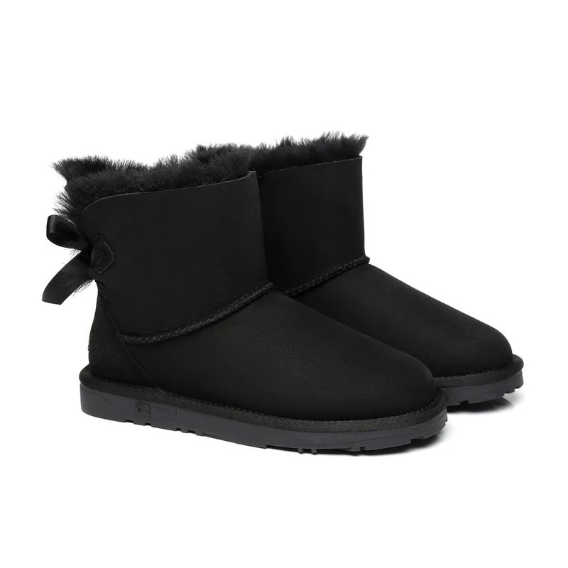 Ugg bottes en peau de mouton Mini arc arrière simple noir