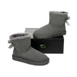 Ugg bottes en peau de mouton Mini arc arrière simple gris