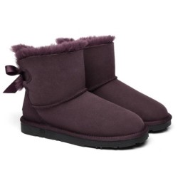 Ugg bottes en peau de mouton Mini arc arrière simple raisin sec