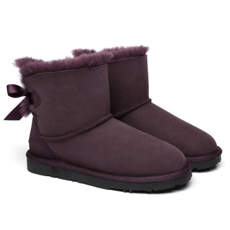 Ugg bottes en peau de mouton Mini arc arrière simple raisin sec