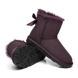 Ugg bottes en peau de mouton Mini arc arrière simple raisin sec