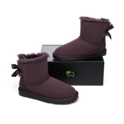 Ugg bottes en peau de mouton Mini arc arrière simple raisin sec