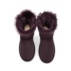 Ugg bottes en peau de mouton Mini arc arrière simple raisin sec
