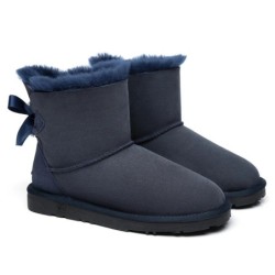 Ugg bottes en peau de mouton Mini arc arrière simple bleu marine