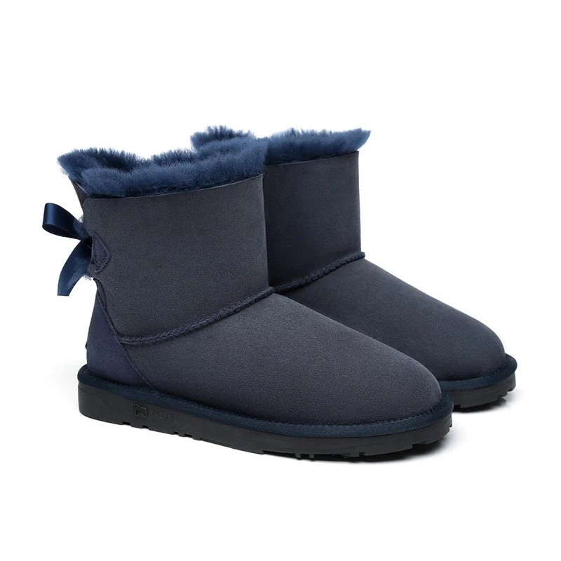 Ugg bottes en peau de mouton Mini arc arrière simple bleu marine