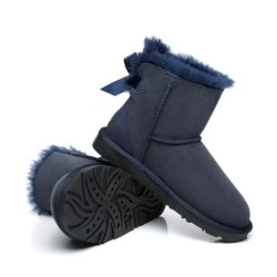 Ugg bottes en peau de mouton Mini arc arrière simple bleu marine