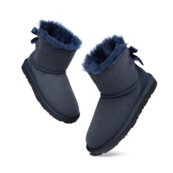Ugg bottes en peau de mouton Mini arc arrière simple bleu marine