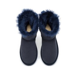 Ugg bottes en peau de mouton Mini arc arrière simple bleu marine