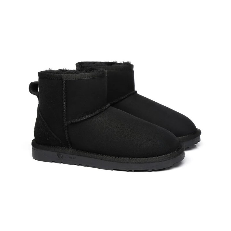 Ugg peau de mouton laine cheville Mini classique Noir