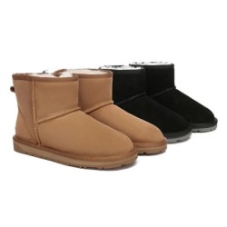Ugg bottes agneau laine cheville Mini classique en daim Châtaigne