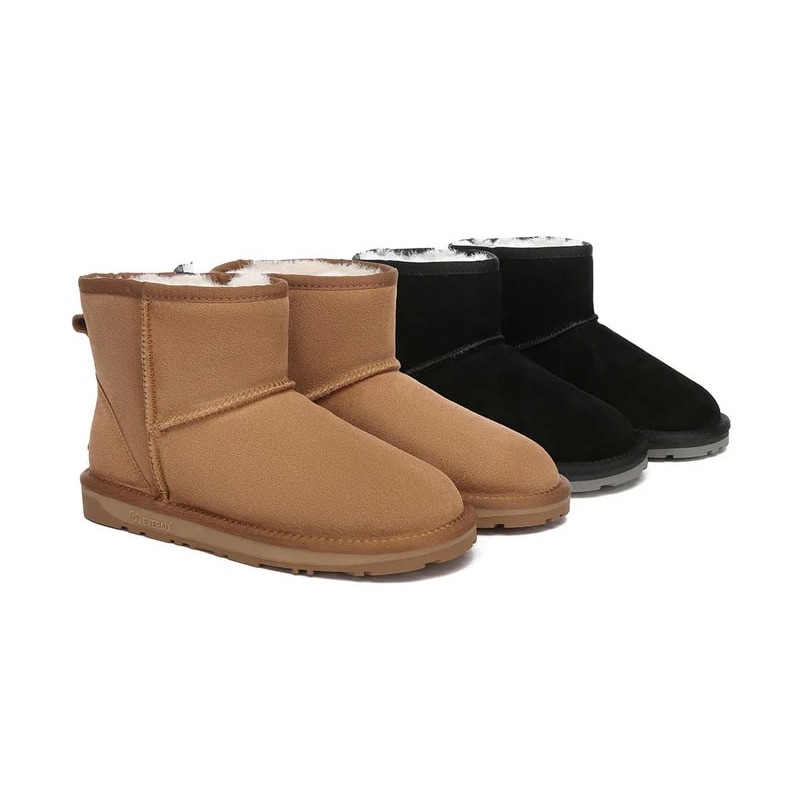 Ugg bottes agneau laine cheville Mini classique en daim Châtaigne