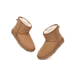 Ugg bottes agneau laine cheville Mini classique en daim Châtaigne