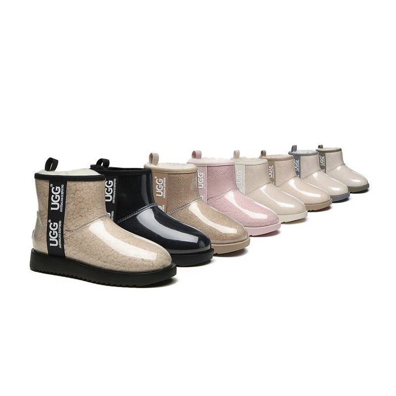 Ugg bottes transparent imperméable revêtement en laine classique Crème