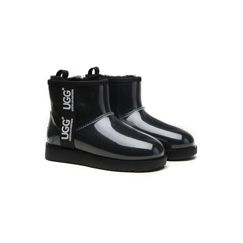 Ugg bottes transparent imperméable revêtement en laine classique noir