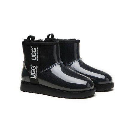 Ugg bottes transparent imperméable revêtement en laine classique noir