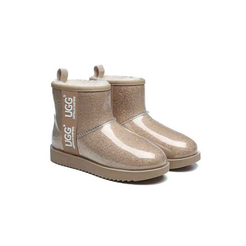 Ugg bottes transparent imperméable revêtement en laine classique marron