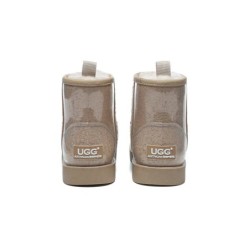 Ugg bottes transparent imperméable revêtement en laine classique marron