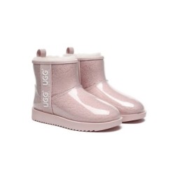 Ugg bottes transparent imperméable revêtement en laine classique rose