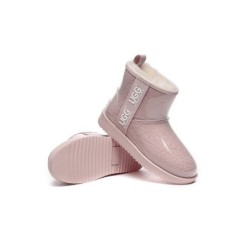 Ugg bottes transparent imperméable revêtement en laine classique rose
