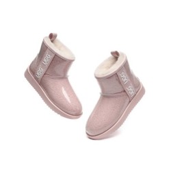 Ugg bottes transparent imperméable revêtement en laine classique rose