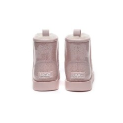 Ugg bottes transparent imperméable revêtement en laine classique rose
