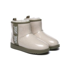 Ugg bottes transparent imperméable revêtement en laine classique crème / caribou