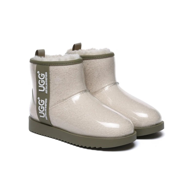 Ugg bottes transparent imperméable revêtement en laine classique crème / caribou