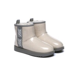 Ugg bottes transparent imperméable revêtement en laine classique crème grise