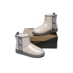 Ugg bottes transparent imperméable revêtement en laine classique crème grise