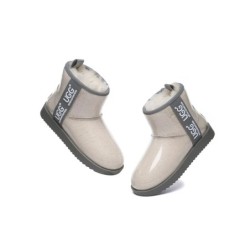 Ugg bottes transparent imperméable revêtement en laine classique crème grise
