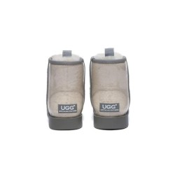 Ugg bottes transparent imperméable revêtement en laine classique crème grise