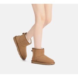 Ugg bottes agneau laine cheville Mini classique en daim Châtaigne