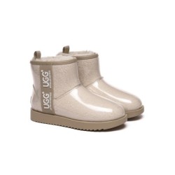 Ugg bottes transparent imperméable revêtement en laine classique crème marron